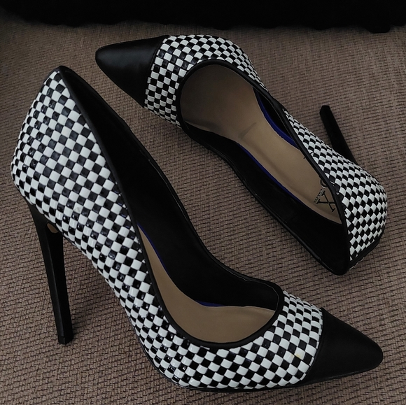 GX by Gwen Stefani Shoes - GX BY GWEN STEFANI BLACK WHITE CHECKERED STILETTO
